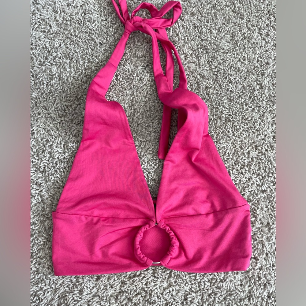 SHEIN Hot pink halter keyhole crop
